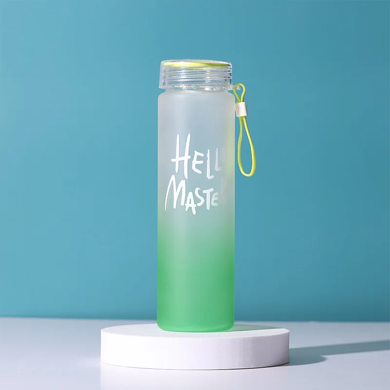 2022 Reusable New Design  Frosted Custom Logo Letter Colorful  Drinking  Glass Water Bottle