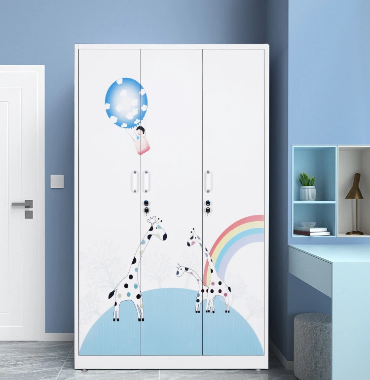 Cute Lockable Double-Door Metal Locker Storage Cabinet for Clothes and Bags factory