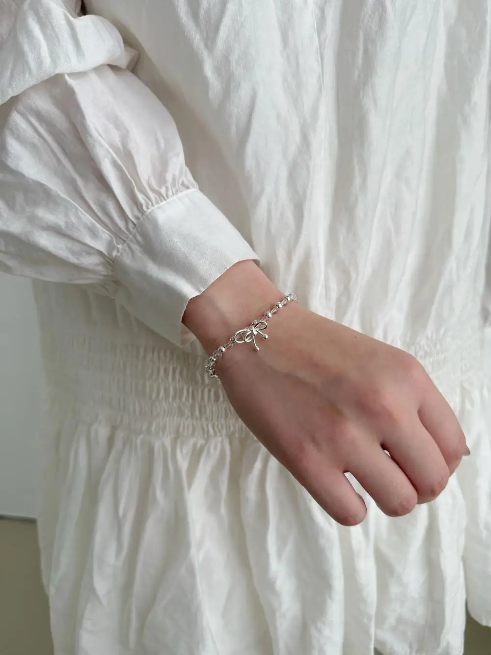 KAKODIY New Crystal Silver Beads 925 Sterling Silver Bow Bracelet detail 4