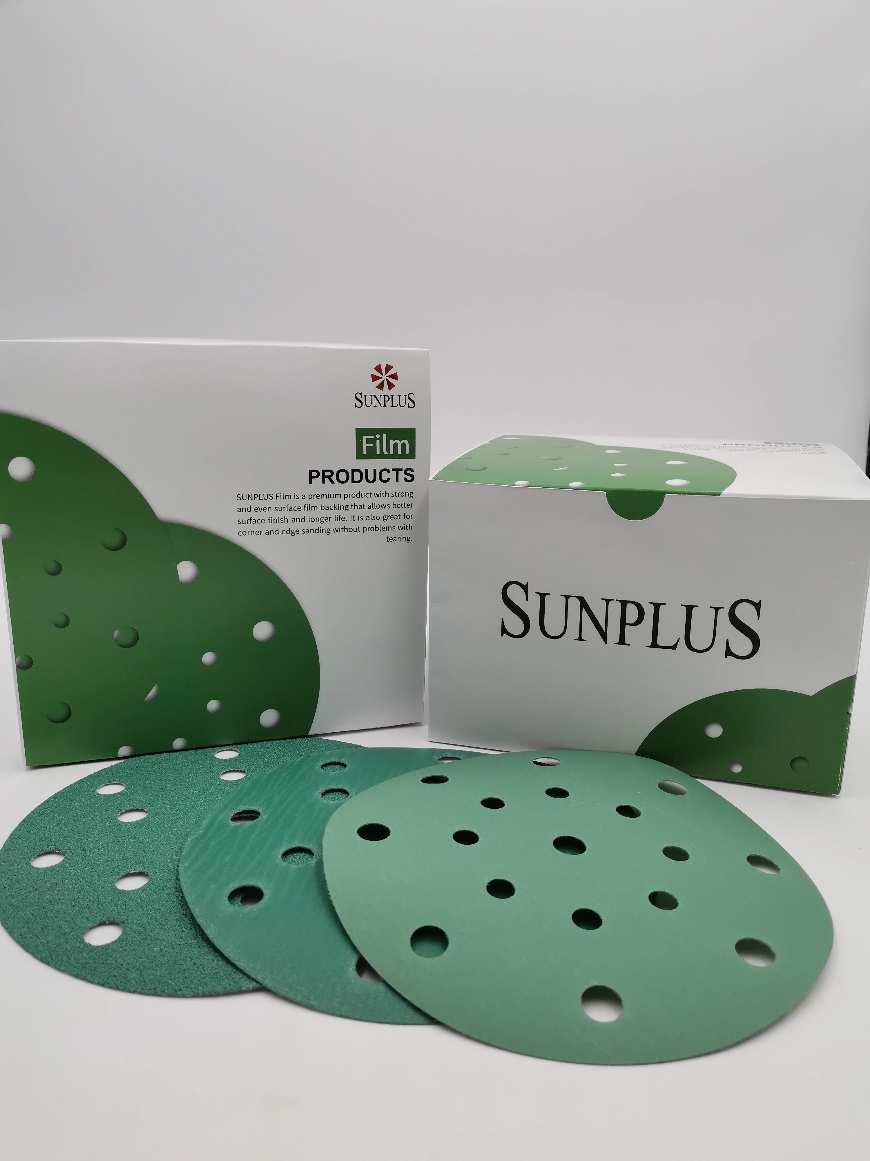 Film Discs SUNPLUS Supplier Aluminum Oxide Coated Abrasive Sanding Film Discs for Automotive Repair