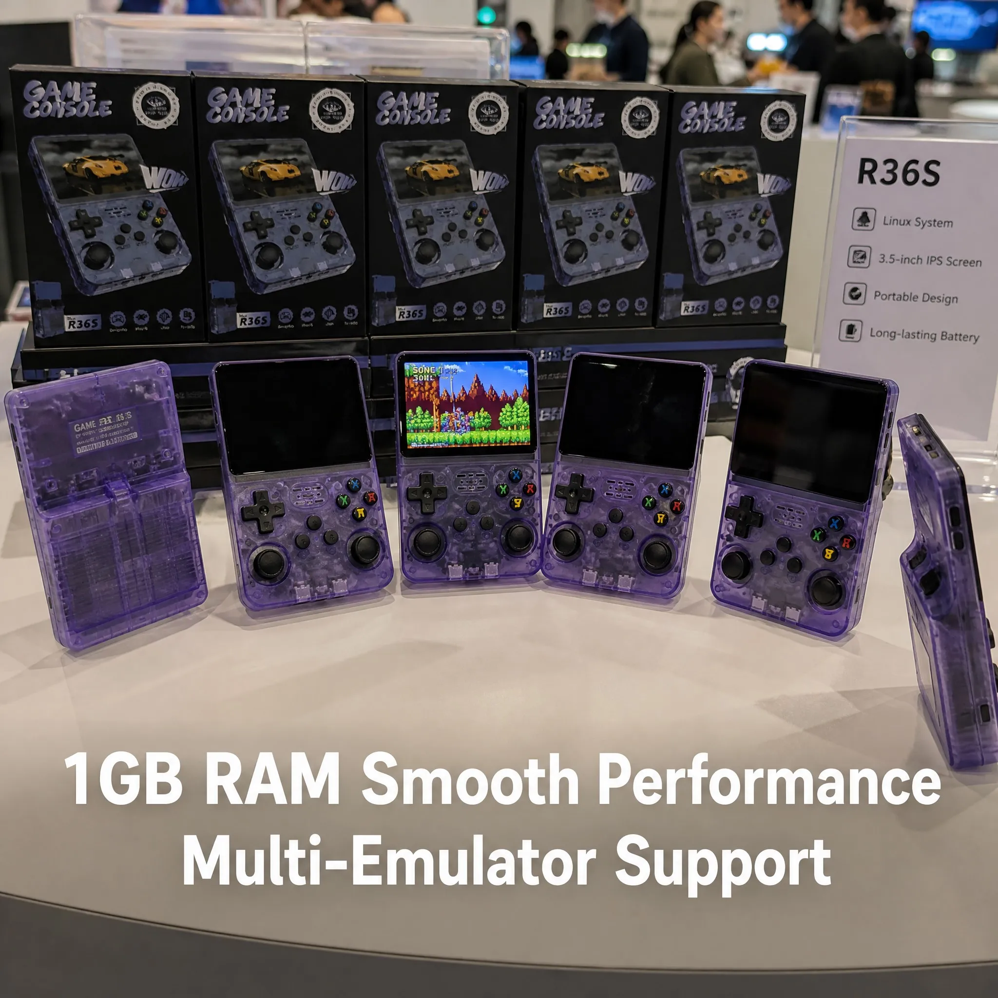 R36S Open Source Handheld Game Console Purple Transparent - detail image 2