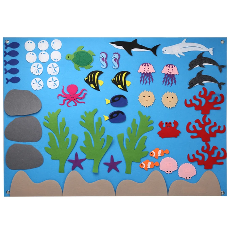 Kids Flannel Felt-Board Stories for Toddlers, Preschool Large Ocean Felt Story