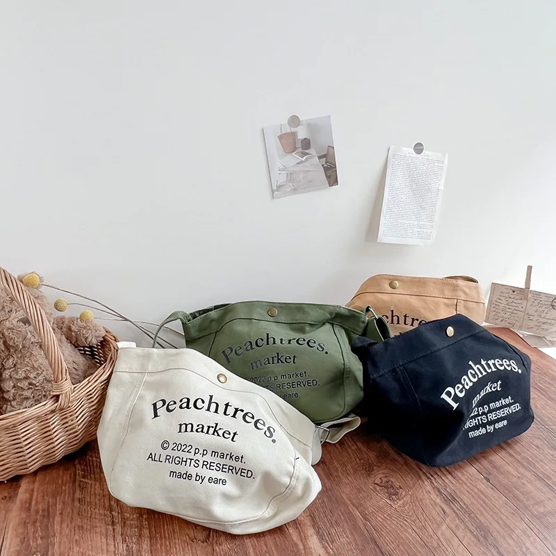 Large Capacity Boys' Crossbody Bag Han Simple Letter Canvas Kids