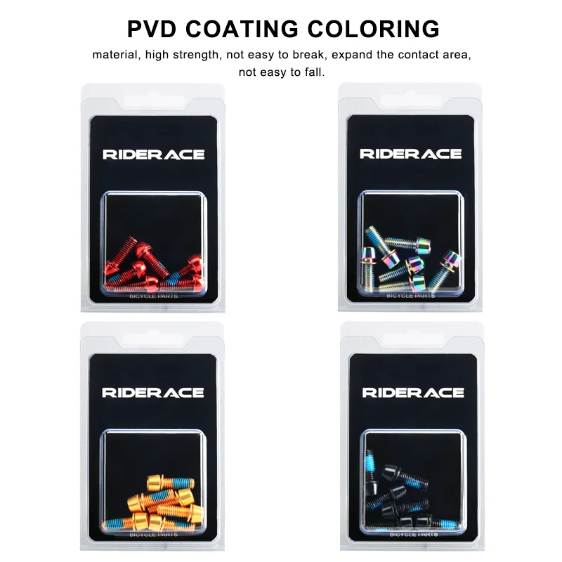 RIDERACE 6Pcs/Set Bicycle Disc Brake Caliper Bolt Clamp Fixed Screws M6*18mm Steel Mountain Bike Disc Brake Caliper Fixed Screw