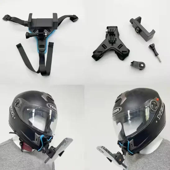 Motorcycle Helmet Mount Bracket Camera Recorder Fix Strap Full Face Chin Stand Phone Holder for 8/7/6/5 Action Camera