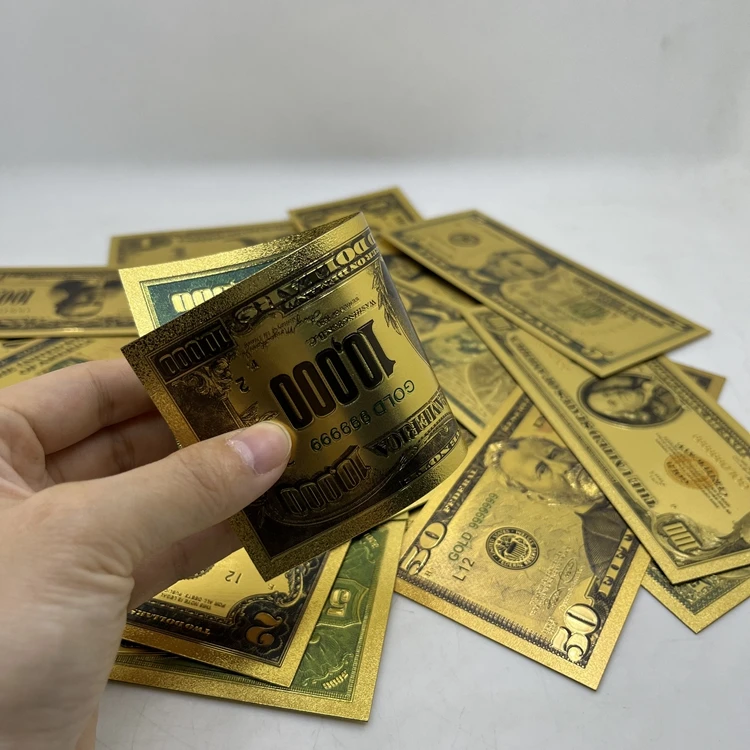 RTS Usd 1 2 5 10 20 50 100 Dollars Bill Money Plastic 24k Gold Silver Foil Banknote
