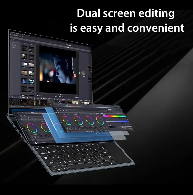 OEM Factory's Dual Screen Notebook Core I7-10750H Processor 16 Inch + 14 Inch 2K Touch Screen Laptop for Business New Camera