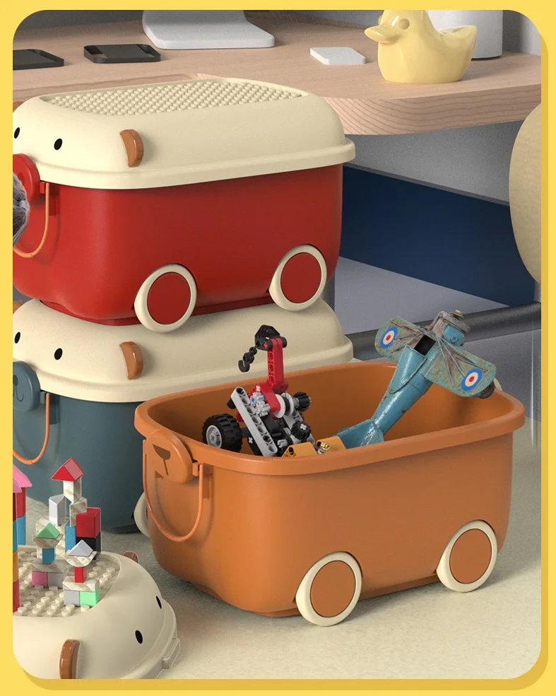 Cute Cartoon Plastic Storage Box with Lid Toy Storage Box Little Kids  Storage Box