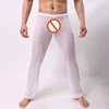 White Mens Striped Transparent Sheer Mesh Pyjama Pants