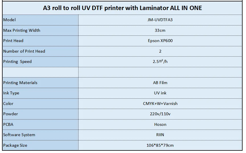 Hot Sale A3  Roll to Roll Dtf Uv Printer AB Film with Laminator All in One factory