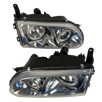 A Pair Car Headlight Led Aperture Lens Headlamp for Mitsubishi Delica L400 1998 Black and White