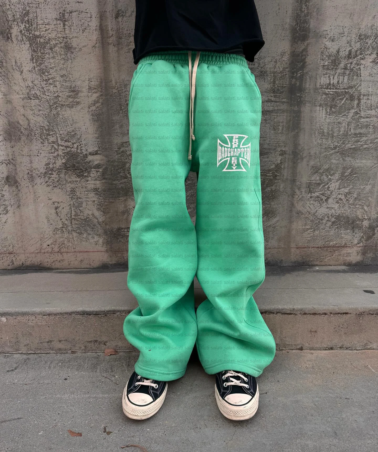 Track Jogger Stacked Pant Custom Heavyweight 500 GSM Fleece Cotton Print Logo Wide Leg Baggy Sweat Trouser Flared Sweatpants Men gallery 2
