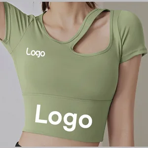 Custom Logo Print Summer Women's Breathable Thin Bustier Sports Bra Solid Color Fashion Running Outdoor Fitness Yoga Top