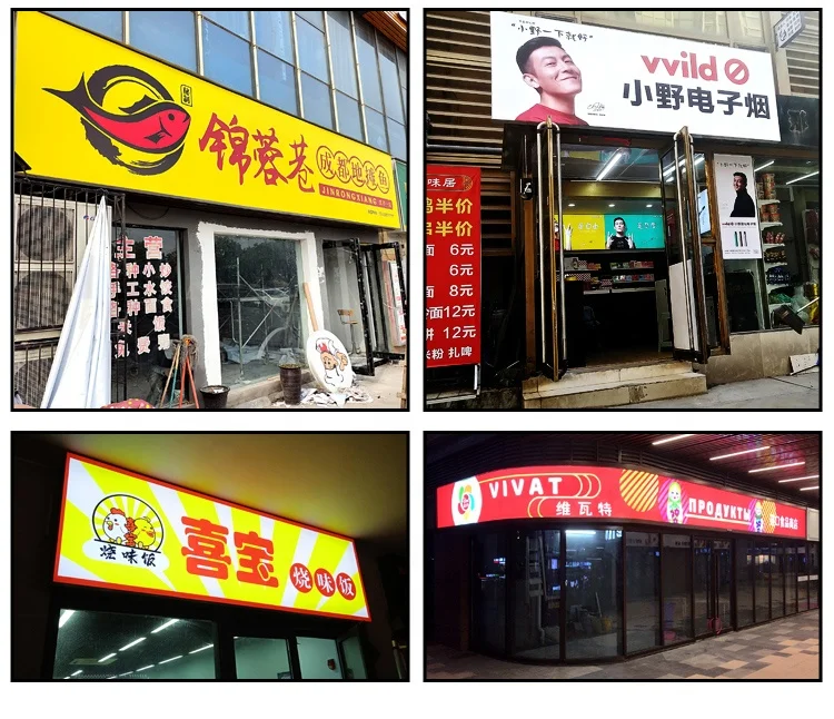 decoración exterior de restaurantes Cartelería Electrónica m95 LED cabeza de puerta Publicidad Caja de Luz Cartel