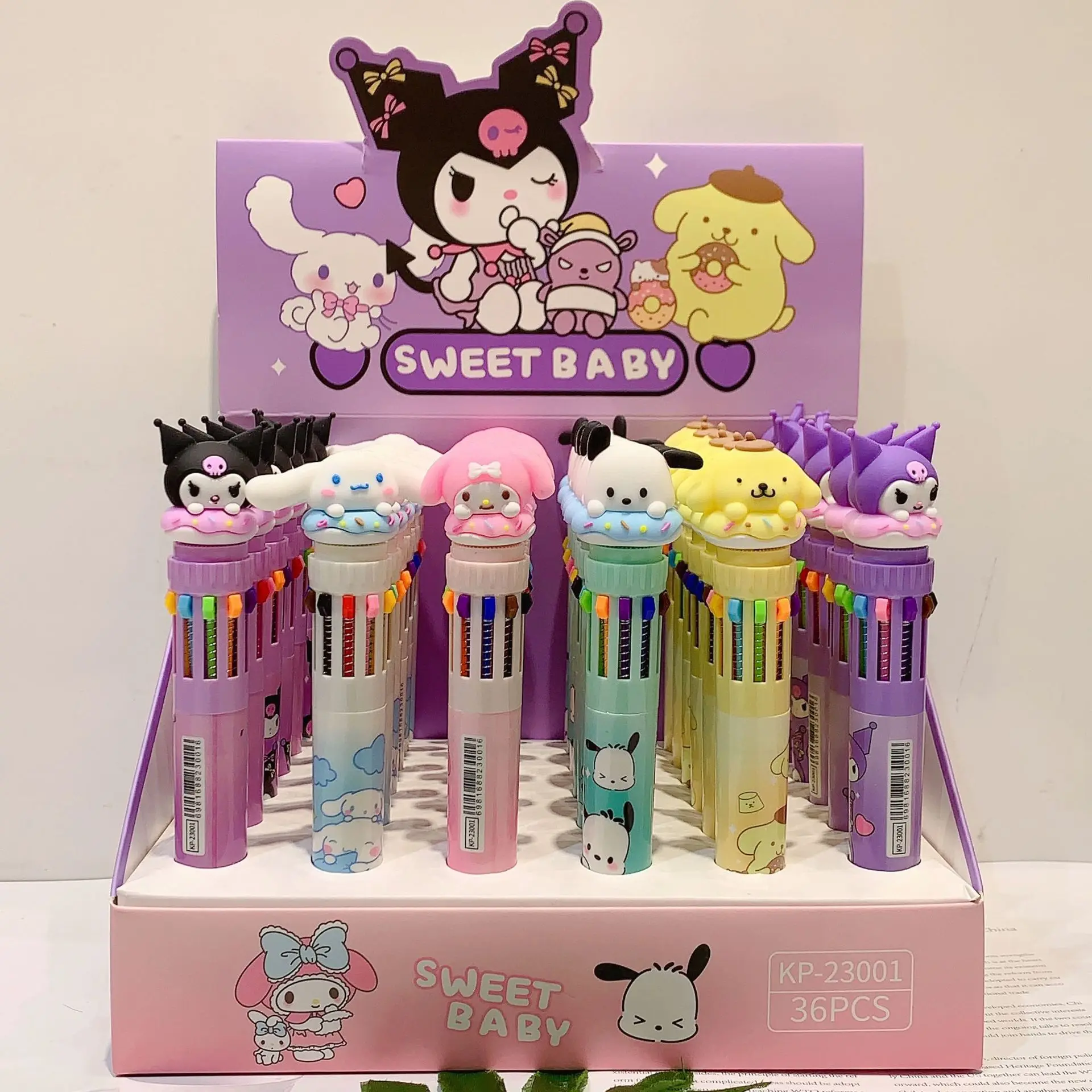 New 36pcs/box Cartoon Sanrio Kuromi Ten Colors Ball-point Pen Students ...