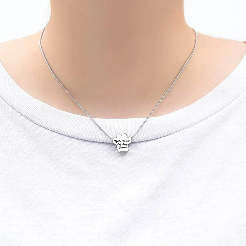 Cremation jewelry cat paw stainless steel urn necklace to commemorate pets / relatives seven styles of optional aluminum urns