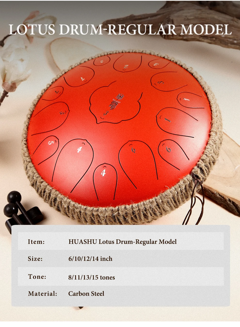 Huashu Tongue Drums For Adults 6 10 12 Inch 8 11 13 15 Notes With Mucis