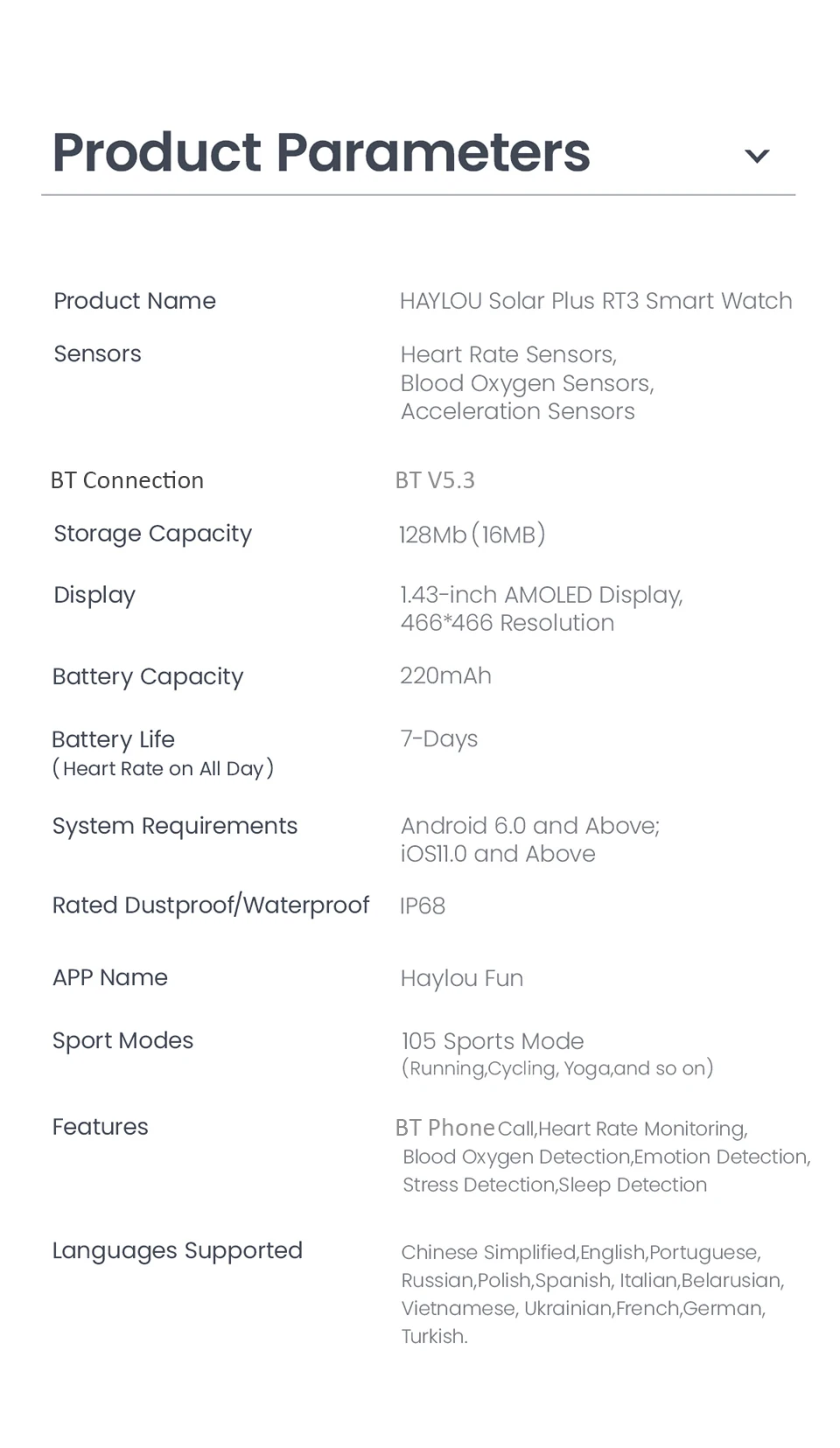 Relógio Inteligente HAYLOU Solar Plus 1.43  Mostrador AMOLED