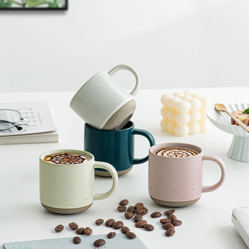 4pcs Set 150ml 5 oz Morandi Color Ceramic Mini Espresso Coffee Cups With  Handle Pottery Demitasse Mugs