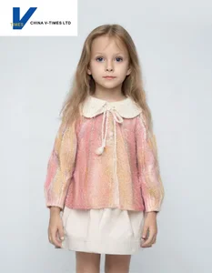 China V-Times 2026 Autumn Girls' Sweater New Baby Cardigan Trendy Spring Knitwear Jacket for Children Sweet Style