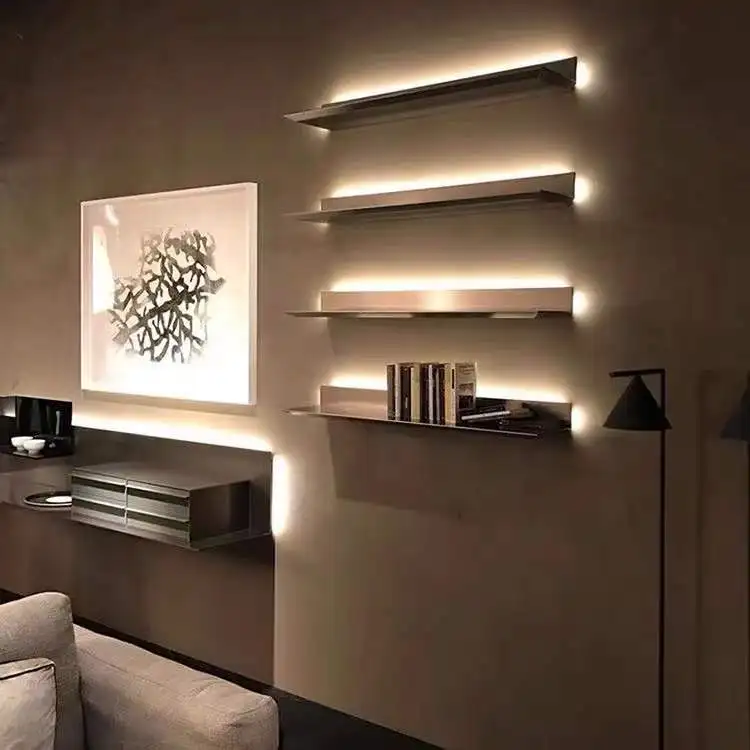 2025 Sample LED Book Display Shelf Aluminum Profiles Living Room Bad Room Shop Display Rack OEM Custom