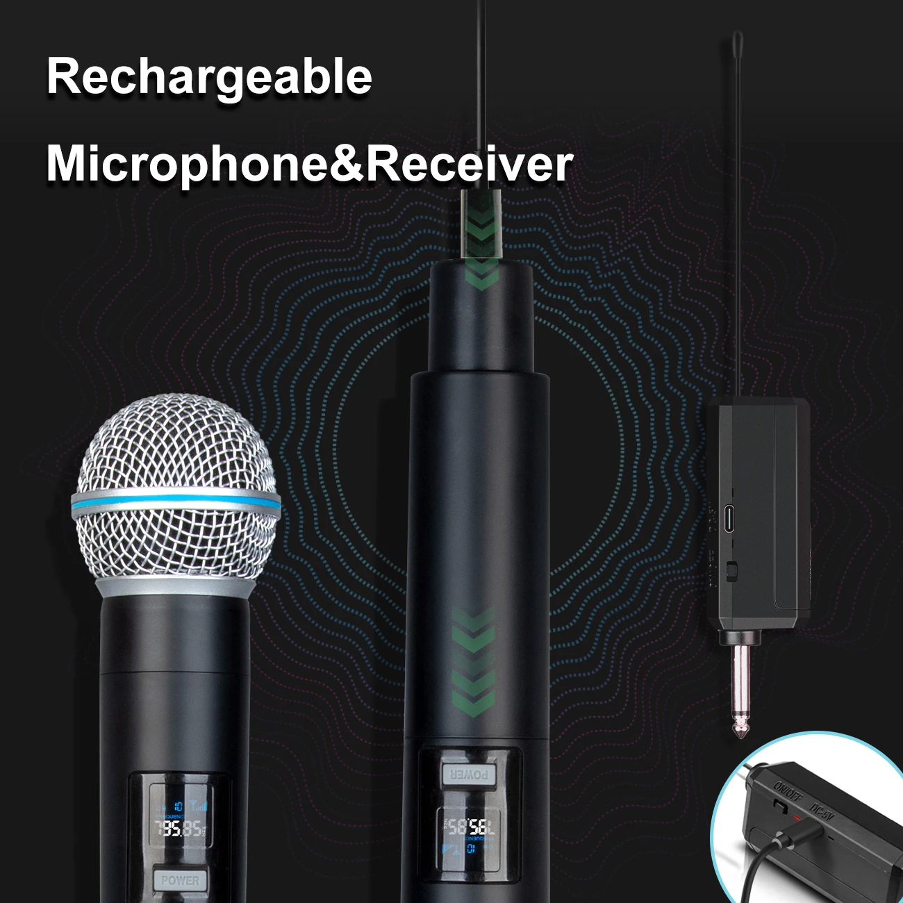 Depusheng UHF ワイヤレスマイクシステム 2本組 Depusheng S2 ワイヤレスマイク、カラオケスピーカー、会議用も対応