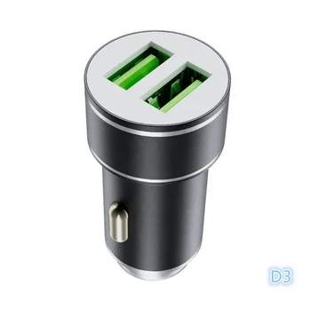 Hotriple D3 Cheap Price Dual USB 3.4A Metal Mobile Phone Car Charger 2 USB port Fast Charging Car Charger Custom Wholesale OEM