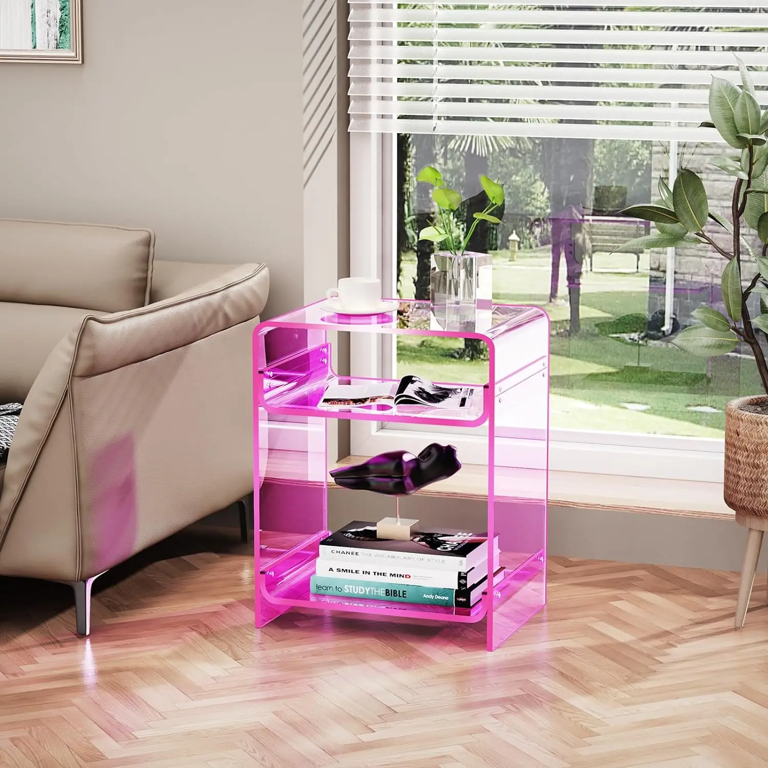 Cubo Contenitore Cm 45x45x50 Tavolino In Plexiglass Trasparente Con Ruote E Coperchio 89685452