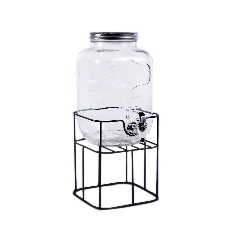 Wholesale Glass Mason Jar Beverage Drink Dispenser With Ice Glass