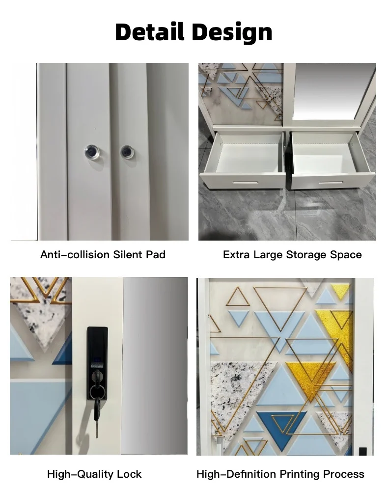 Steel Printed Wardrobe With Pattern Design factory