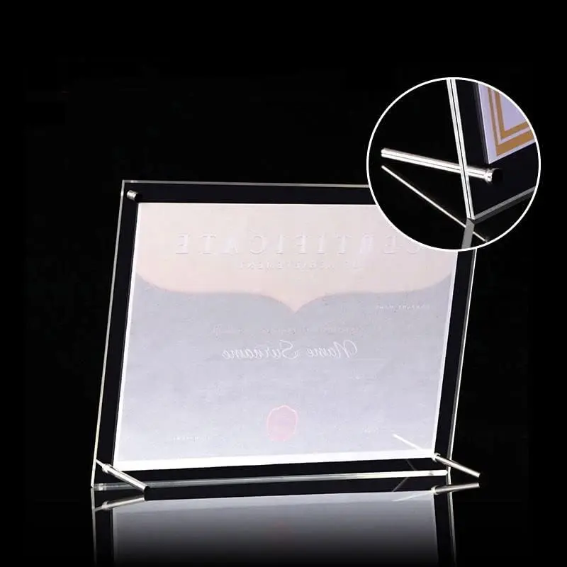 A4 Clear Acrylic Wall Mount Floating Picture Frame Double Panel ...
