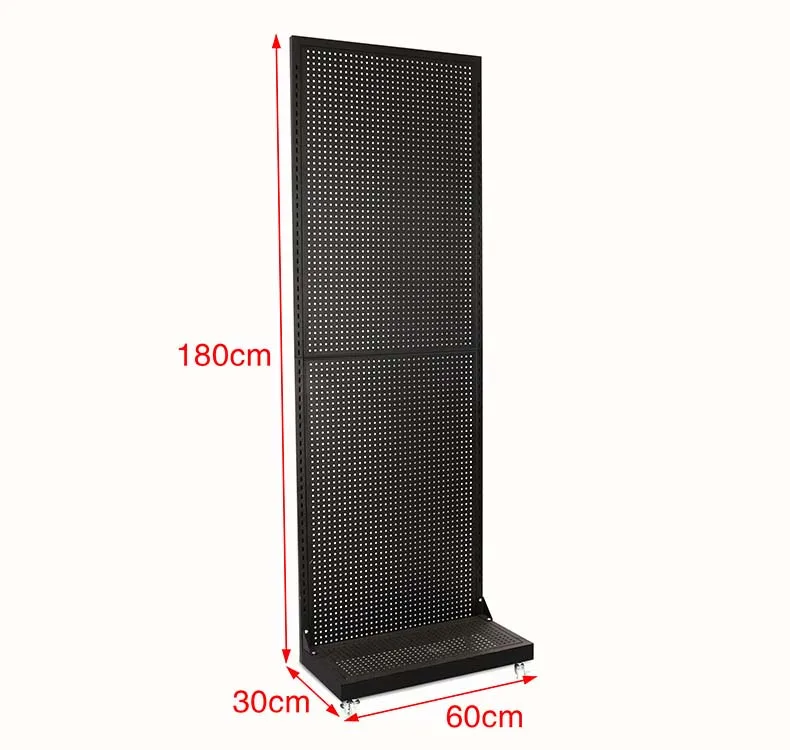 Metal End Cap Hole Mesh Rack Metal Pegboard Display Rack Panel With Pegboard Baskets Moveable Storage Display Rack With Wheels