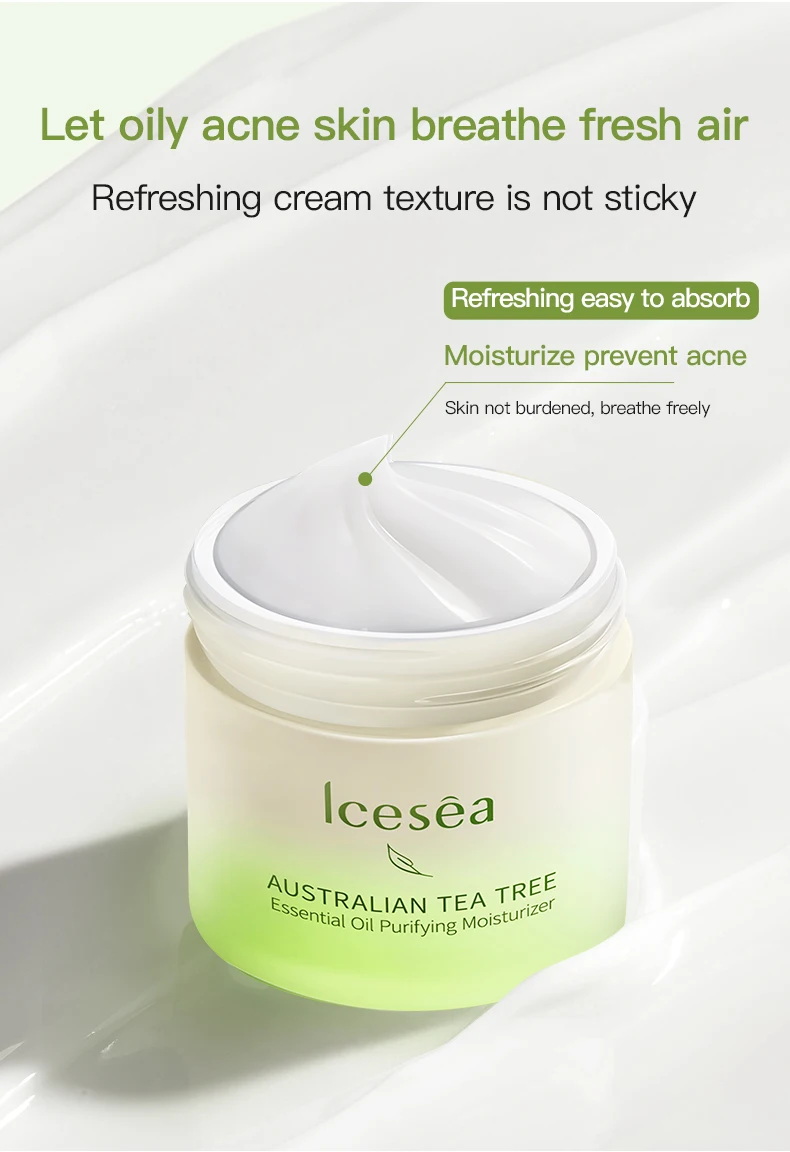 Private Label Icesea Moisturizing Tighten Australian Tea Tree Plant Extract Essential Oil Purifying Facial Face Cream Skin Care(pic10)