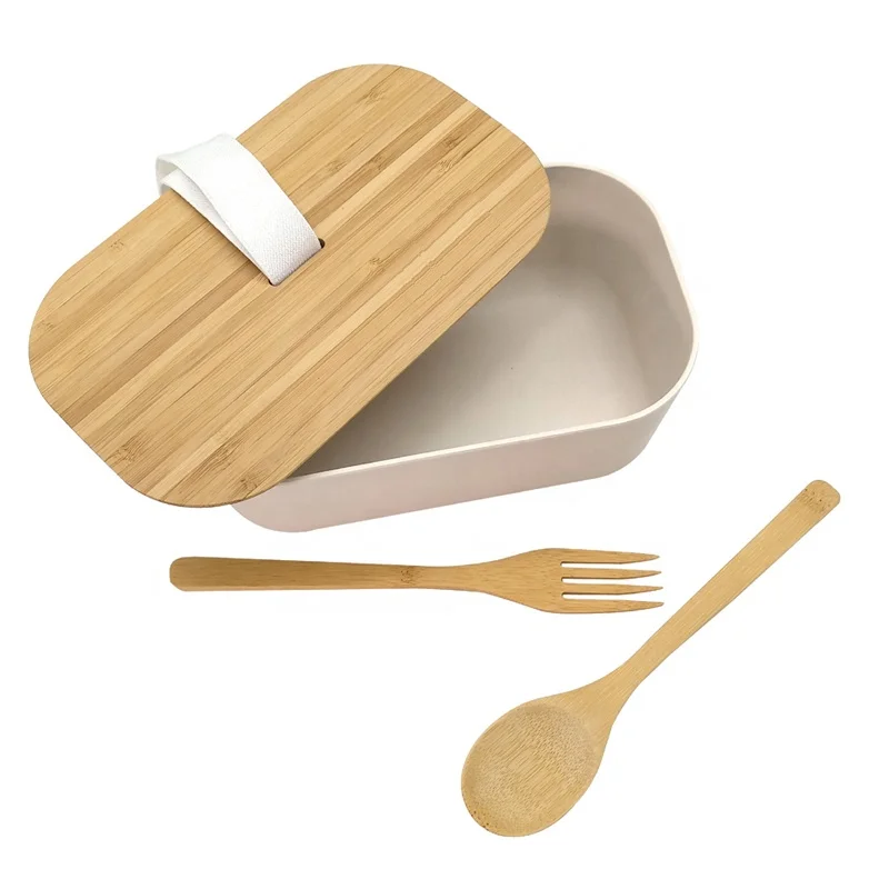 Bamboo Fiber Lunch Box Sets,Eco-friendly Bento Lunch Box With Fork And ...