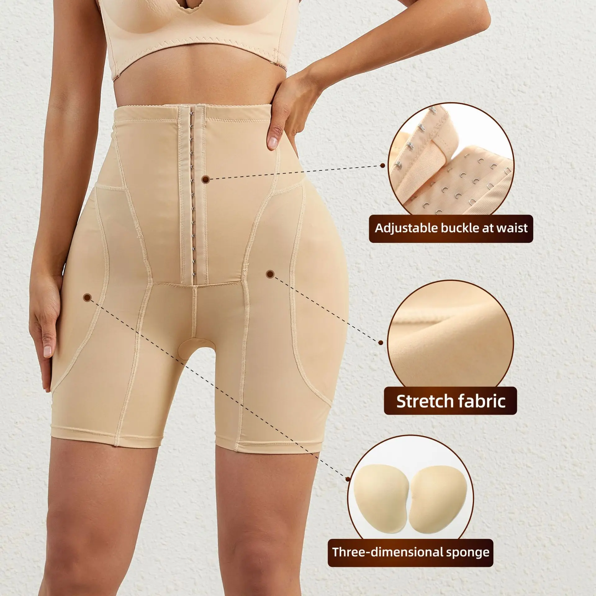 Body Shaper Shorts High Waisted Female Buttocks Sponge Pads Buttocks and Crotch Lifting Pants