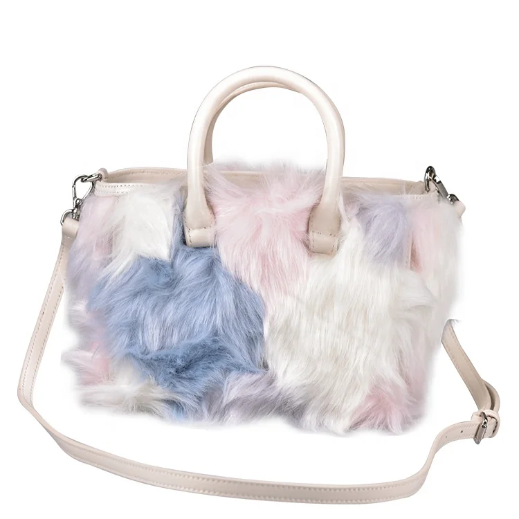 pink fluffy tote bolsa