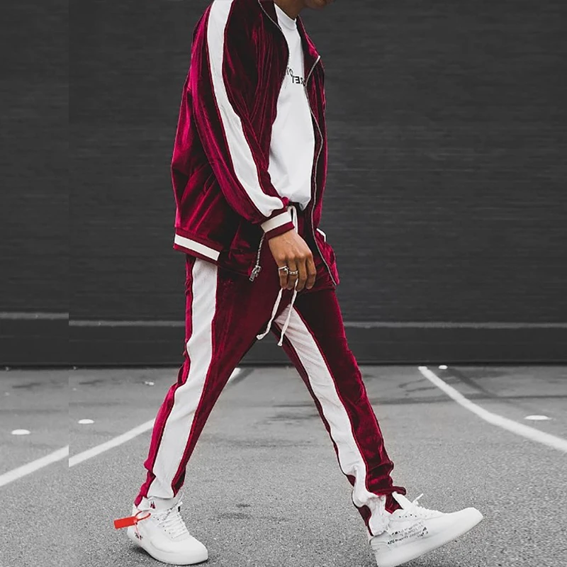 Plain Velvet Tracksuit Velour Custom Design Your Own Jogger Full Zip Sports Wear Men Sweatsuit Sets Bulk Ropa De Hombre