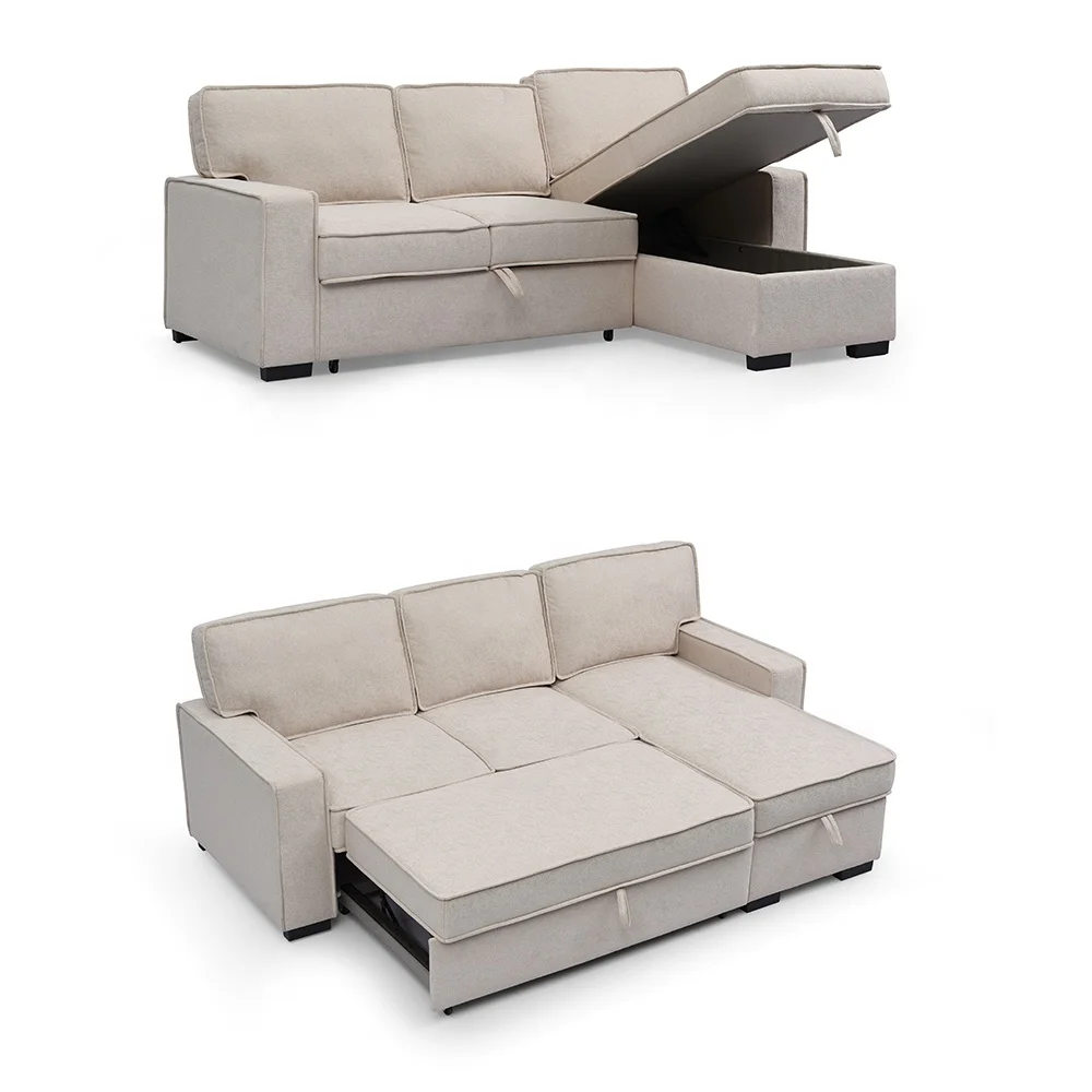VASAGLE Convertible Sofa Cum Bed with Storage Living Room Furniture Customized L Shaped Sofa Bed