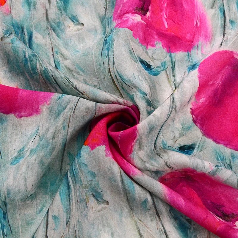 Изготовленный на заказ цифровой новейший женский цветочный принт Мягкая вискоза Вискоза атласная ткань для платья