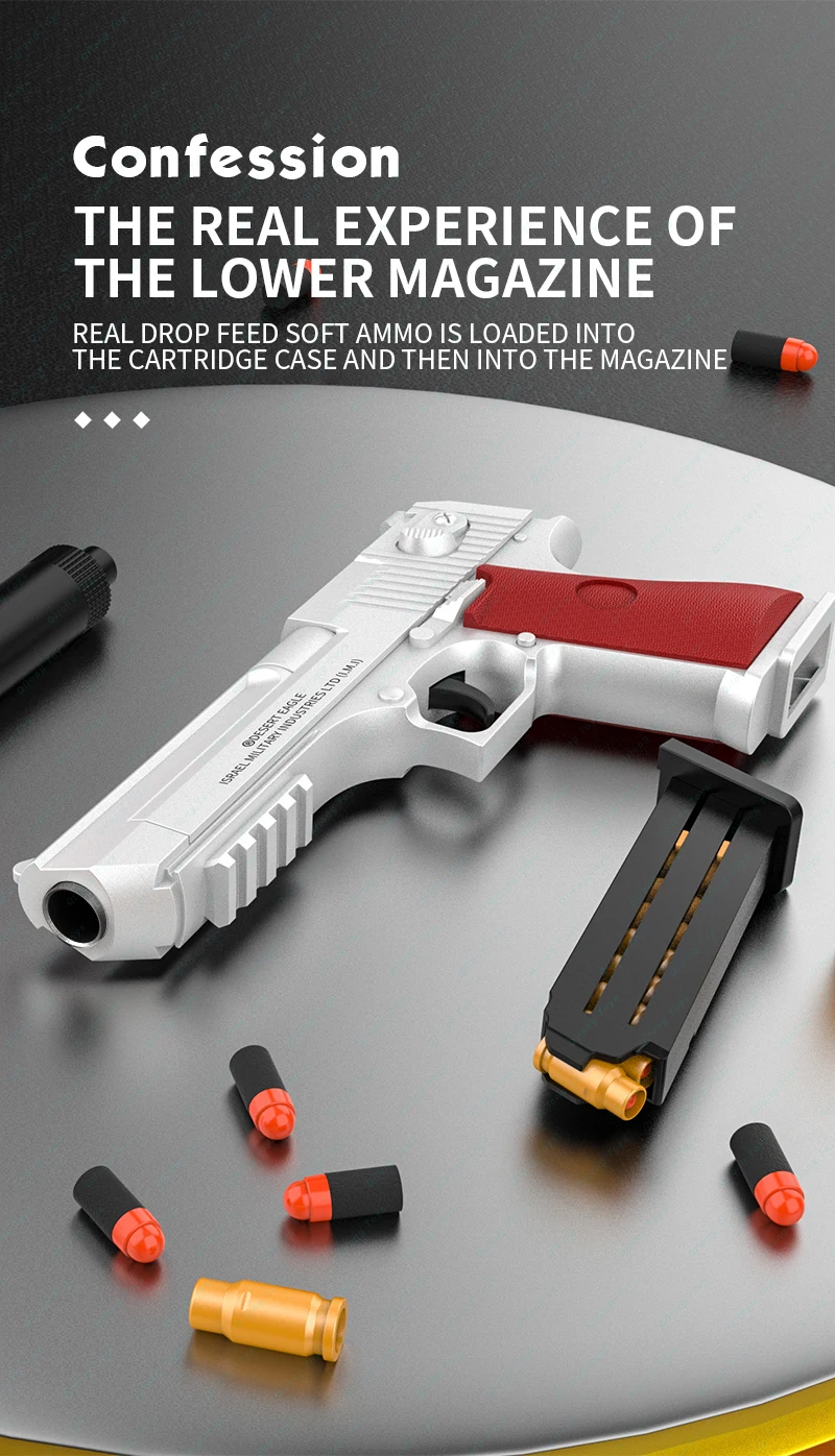Outdoor Indoor Manual Loading Airsoft Bullet Pistol Gun Toy Desert