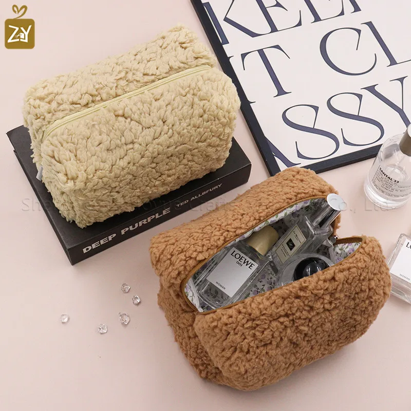 Fuzzy Makeup Bag Multifunctional Cosmetic Bag Travel Toiletry Bag ...