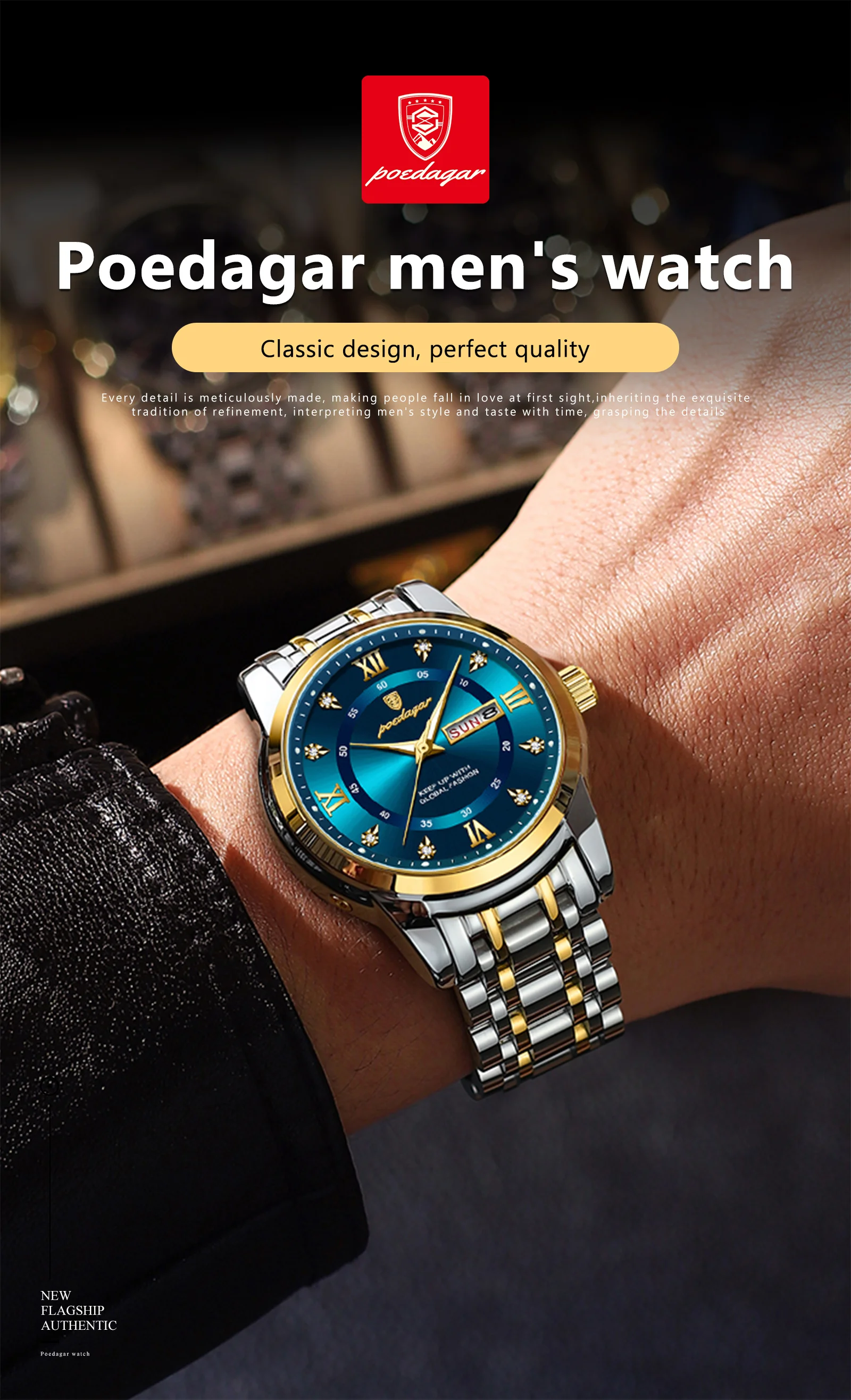 Poedagar 936 Man Quartz Wristwatch for Men Luxury Luminous Stainless Steel Montre Homme RelojesNew Business Fashion Casual Watch