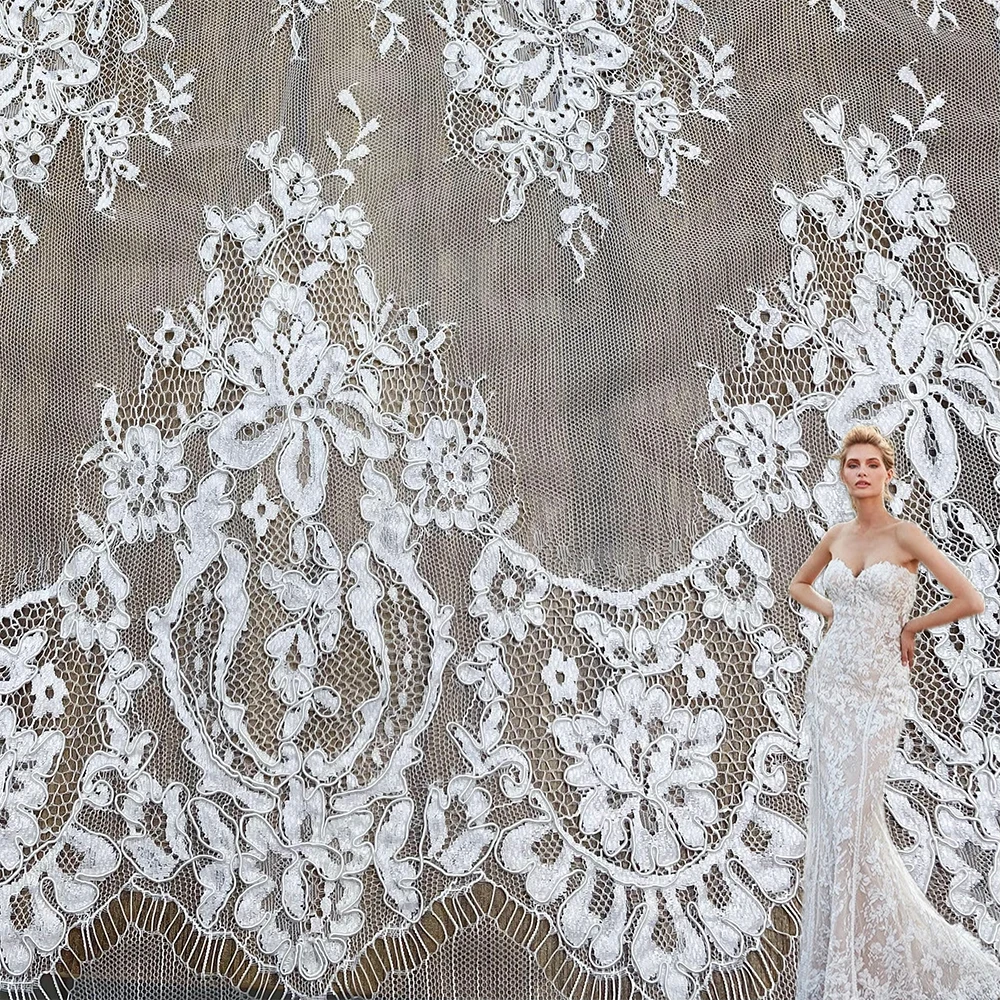 chinese dress ladies Bridal Wedding Dress Fabric - Beaded Mesh Lace main image 0