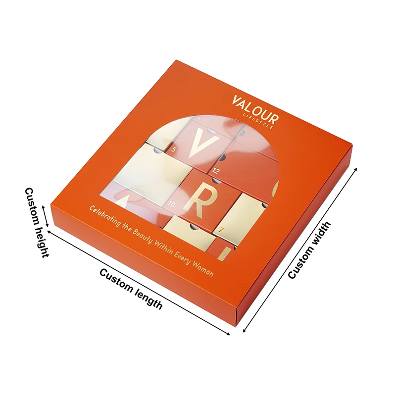 Custom 12 24Days Countdown Blind Box Empty Advent Calendar Box with Custom Size Printing