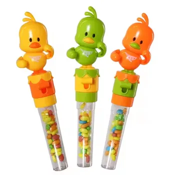 New kids toy fun dancing duck candy and sweets tube toys  With plastic transparent tube china candy very cheap toy