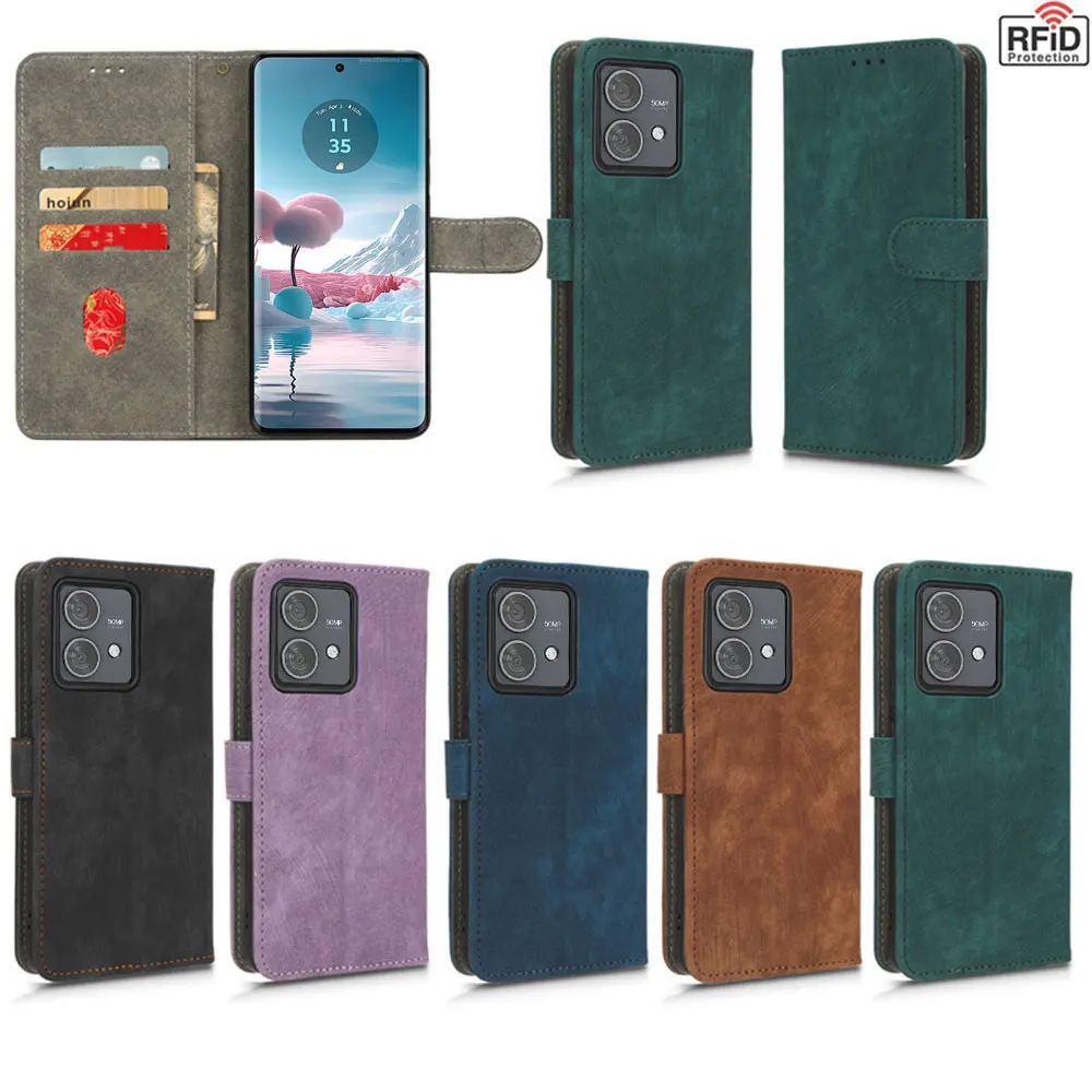 Laudtec SJK107 Purse Card Holder Tpu Wallet Rfid Flip Cover Moto Phone Case Leather For Motorola Edge 40 Pro Neo Edge+ 2023 factory