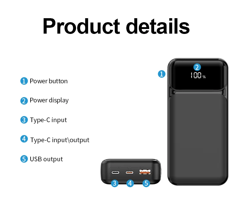 2023 Easy To Travel Carry Powerbank Univer0sal With Led Display