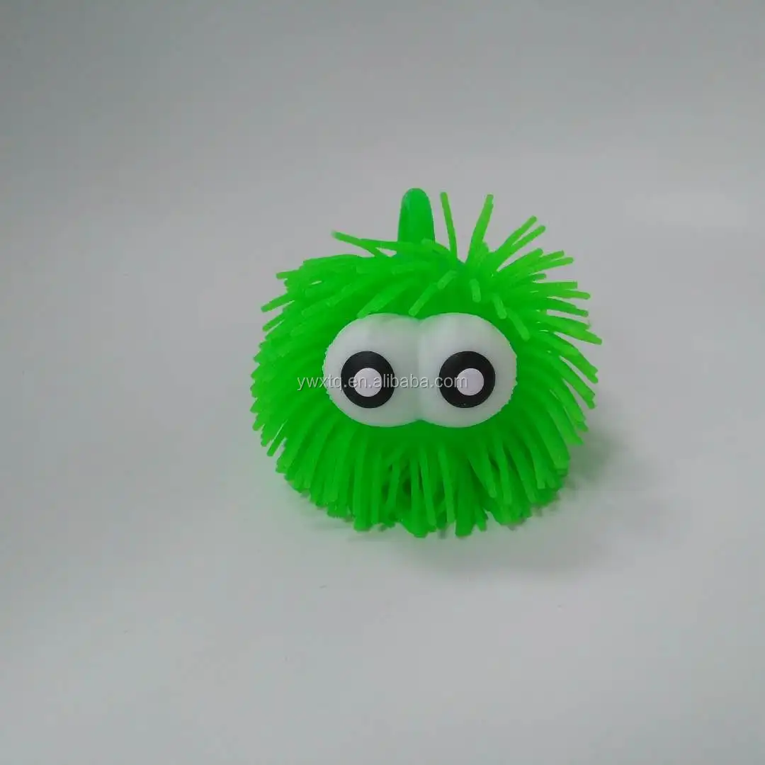 Kehui Factory CustomLED Flashing Puffer Ball Monster Puffer Ball Soft Hairy Yoyo Puffer Ball With Eyes
