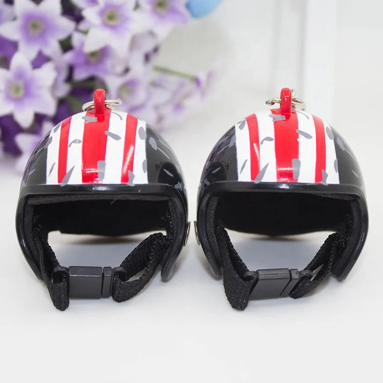 Creative Mini 3D Safety Helmet Key Chain Customized Plastic Motorcycle Helmet Keychain for Promotion