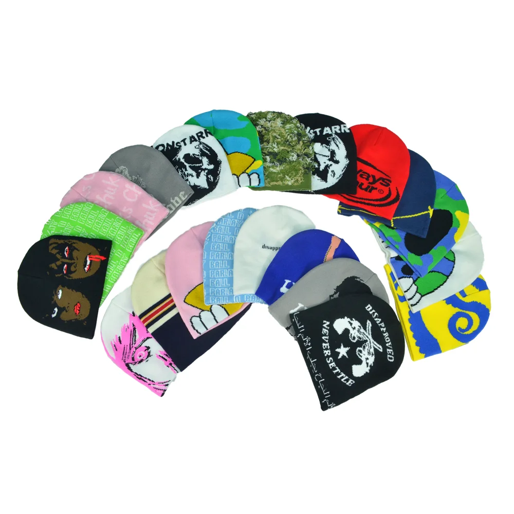Recommend Beanie Hats Custom Flame Pattern Jacquard Knit Beanie Keep Warm Multicolor Skullies Beanies